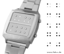 taktile Braille-Armbanduhr mit vier im Quadrat angeordneten Braille-Ziffern  4 Punkte