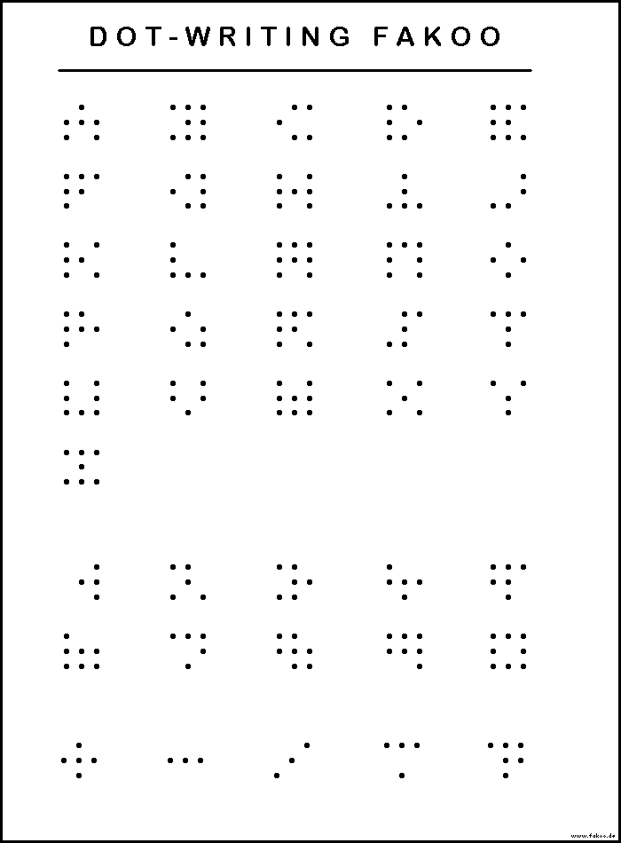 Graphic with the Fakoo alphabet for the blind