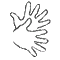 Symbol 'zwei flache Hände mit gespreizten Finger voreinander kreisend' für Gebärdensprache
