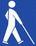 Logo 'Mann mit Blindenstock weiß auf blau' alt