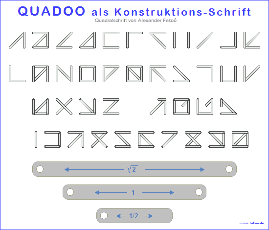 Quadoo-Alphabet als Konstruktions-Schrift Querformat