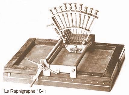 Foto des 'Le Raphigraphe' mit seinen 10 halbkreis-frmig angeordneten Sticheln