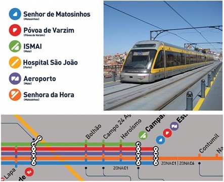 the metro in Porto (Portugal) uses colors with ColorAdd code for identify route