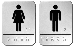 Toilettenschilder mit ''DAMEN, Zeichen fr weiblich, HERREN, Zeichen fr mnnlich'' in Fakoo