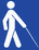 Logo 'Man with blind stick, white on blue' neu