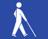Blind armband with blind logo, white on a blue background