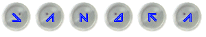 6 buttons with the letter S A N D R A as an example of the thread font