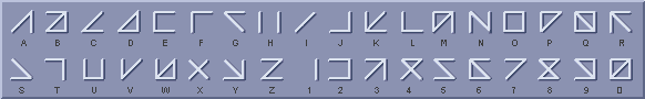 Quadoo-Alphabet und Ziffern in zwei Zeilen
