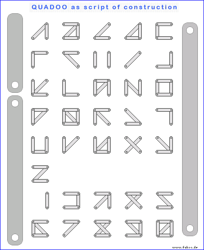 Quadoo alphabet in construction script