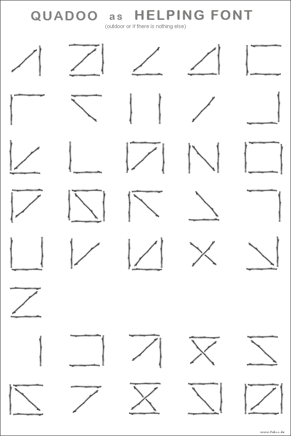 Quadoo-Alphabet aus Zweigen