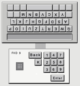 Fakoo-Deafblind-Communicator FDC 9, bestehend aus Tastatur + Anzeige für den Assistenten und Neuner-Tastatur + Fakoo-Zelle für den Taubblinden