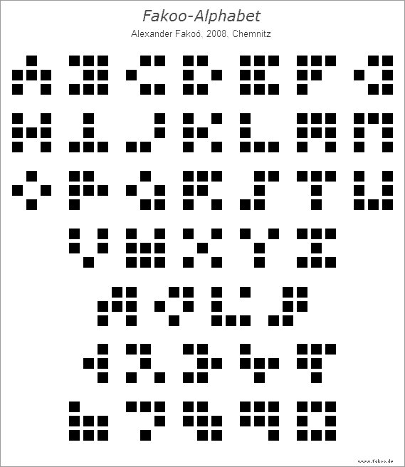 Neun-Punkt-Alphabet FAKOO, gekachelt (9 Quadrate)