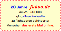 Am 31. Juli 2006 ging diese Webseite zu Alphabeten behinderter Menschen das erste Mal online.