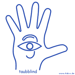 Taubblinden-Logo Handfläche mit Auge und Ohr