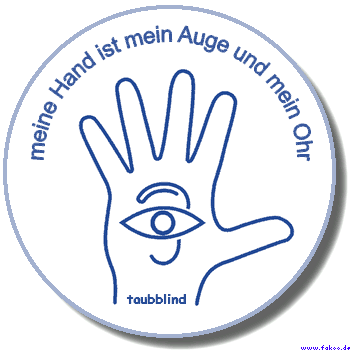 Taubblinden-Logo aus Hand mit Auge und Ohr