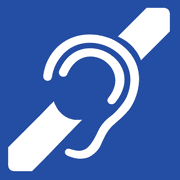 Gehörlosen-Logo - durchgestrichenes Ohr