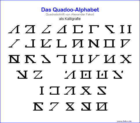 Quadratschrift Quadoo als Kalligrafie